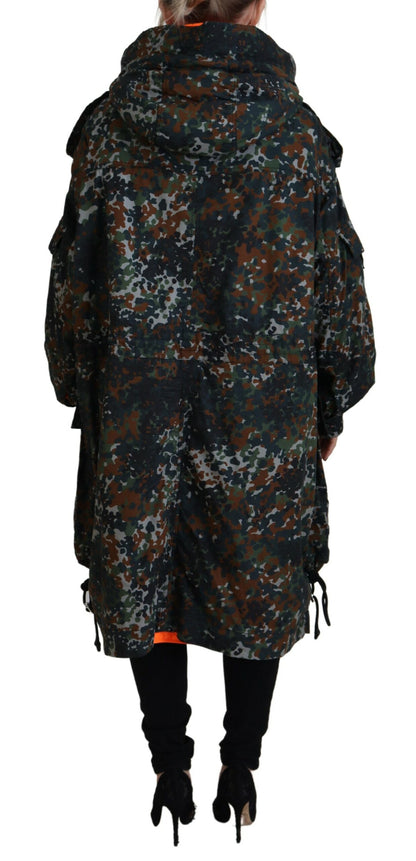 Dsquared² Green Hooded Goth Camouflage Print Parka Coat Jacket Dsquared²