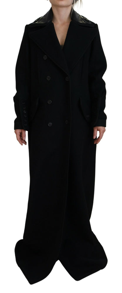 Dsquared² Black Double Breasted Long Coat Jacket Dsquared²