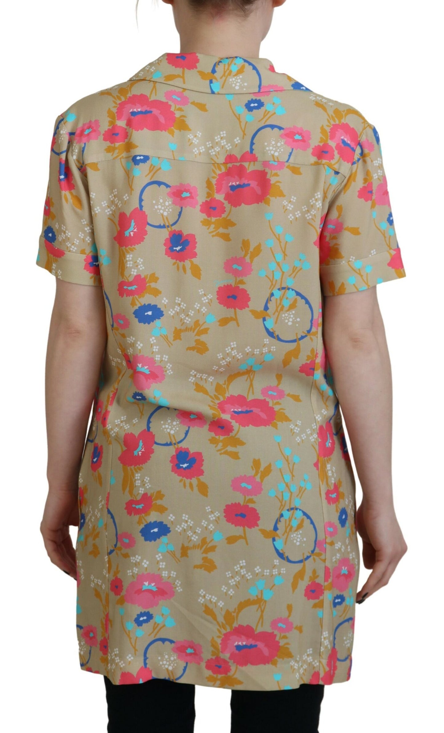 Dsquared² Multicolor Printed Collared Button Front Long Blouse Top Dsquared²