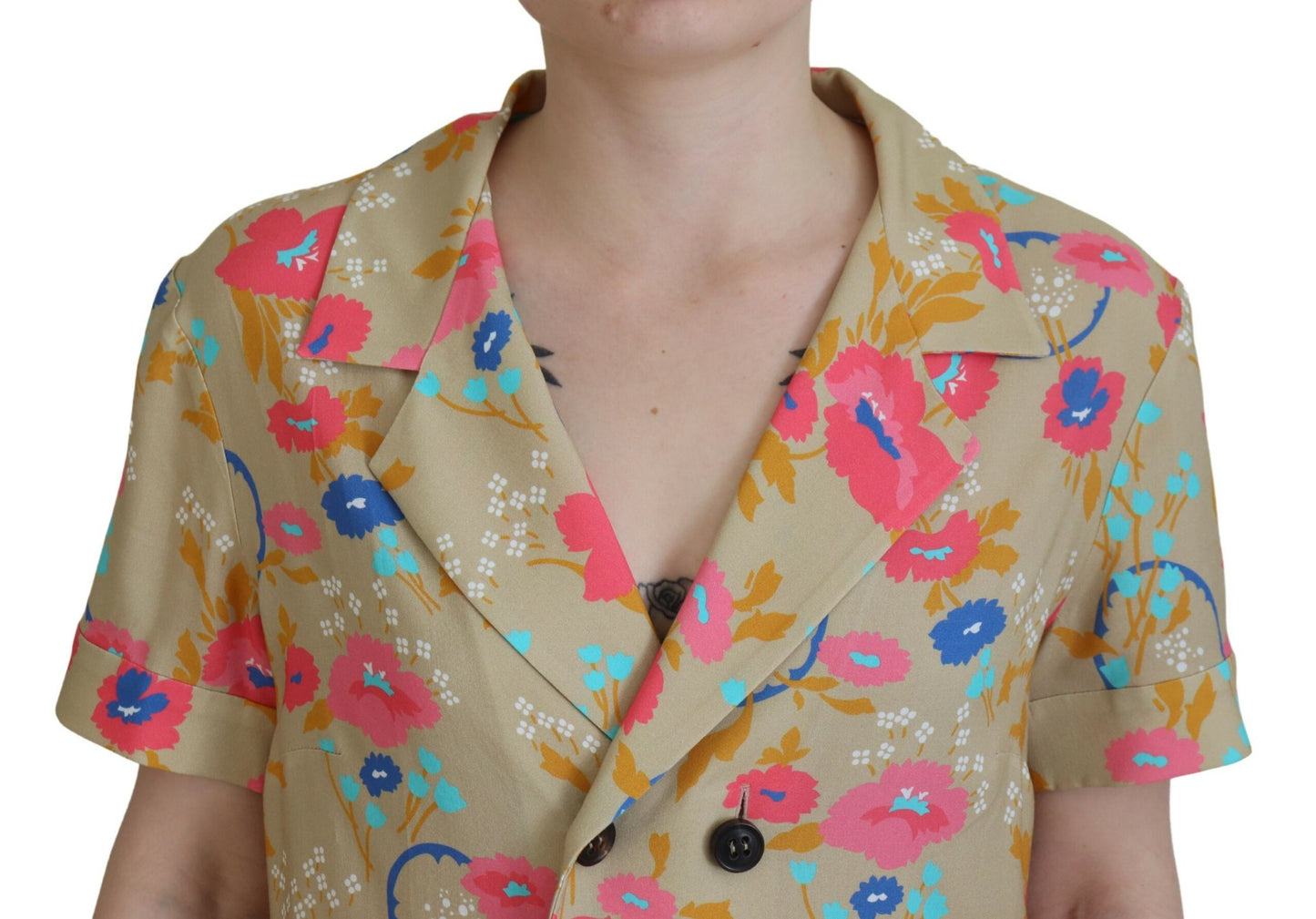 Dsquared² Multicolor Printed Collared Button Front Long Blouse Top Dsquared²