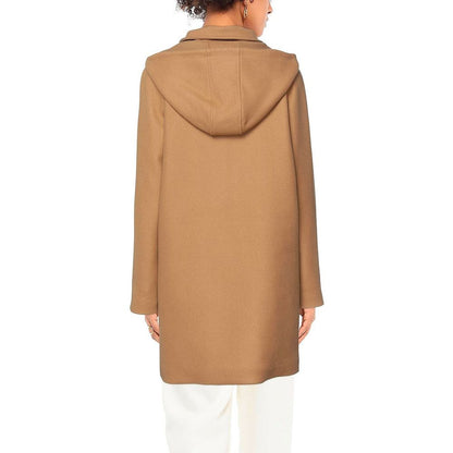 Love Moschino Elegant Brown Wool Blend Coat with Golden Accents Love Moschino