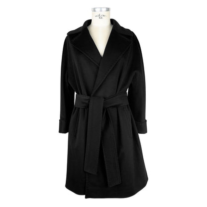 Made in Italy Elegant Black Virgin Wool Women's Coat Made in Italy