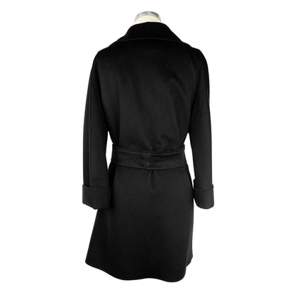 Made in Italy Elegant Black Virgin Wool Women's Coat Made in Italy