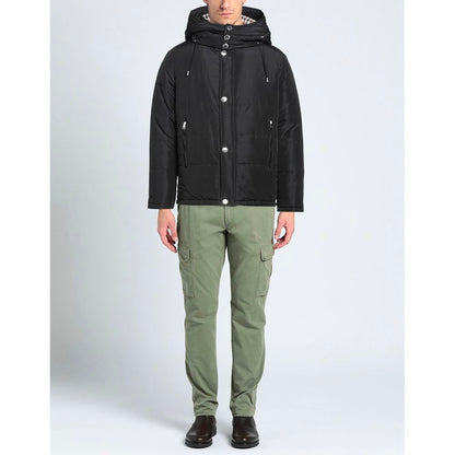 Aquascutum Elegant Black Jacket with Removable Hood Aquascutum