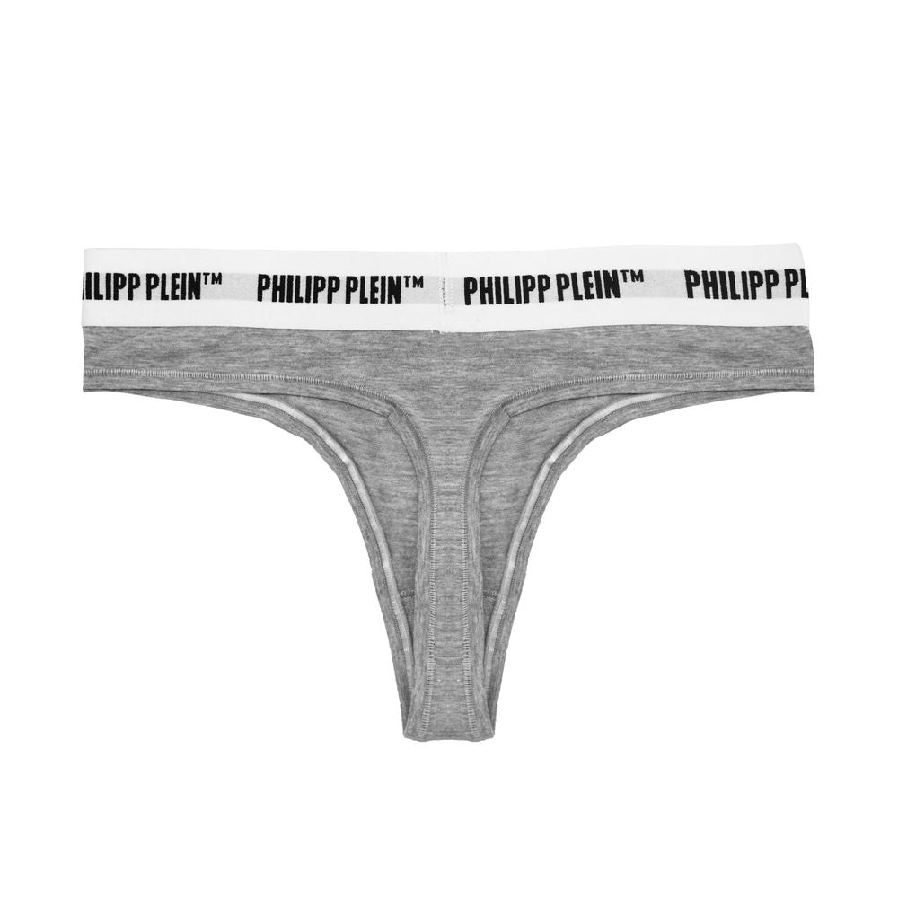 Philipp Plein Chic Gray Logo Waistband Thong Set Philipp Plein