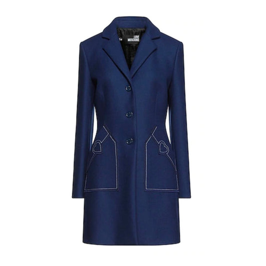 Love Moschino Elegant Embroidered Heart Wool Coat Love Moschino