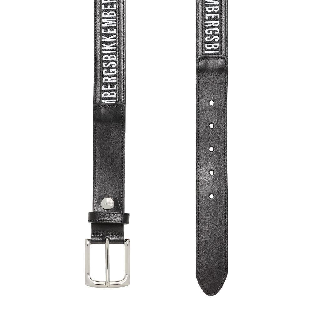 Bikkembergs Sleek Black Calfskin Leather Belt Bikkembergs