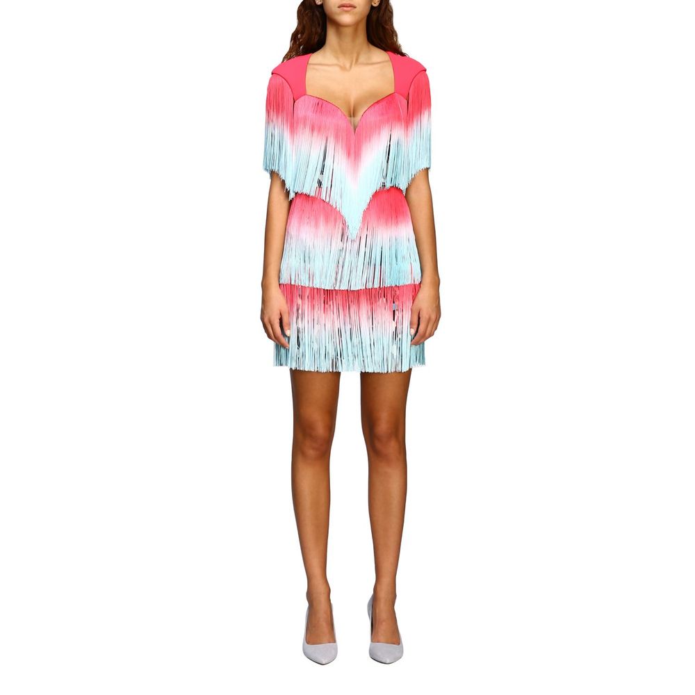 Elisabetta Franchi Elegant Pink Fringe Cocktail Dress Elisabetta Franchi