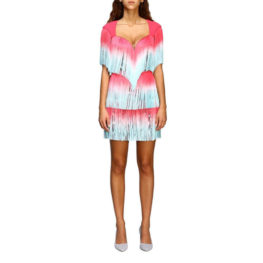 Elisabetta Franchi Elegant Pink Fringe Cocktail Dress Elisabetta Franchi