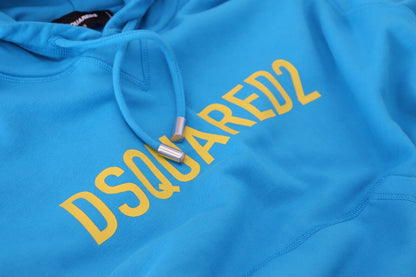 Dsquared² Blue Logo Print Cotton Hoodie Sweatshirt Sweater Dsquared²