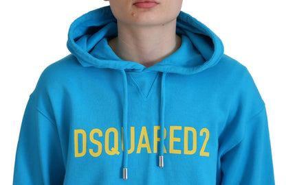 Dsquared² Blue Logo Print Cotton Hoodie Sweatshirt Sweater Dsquared²