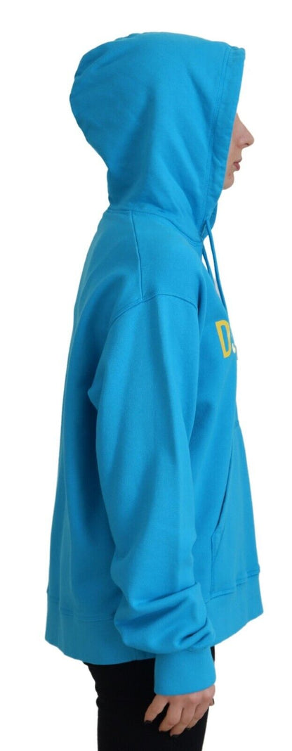 Dsquared² Blue Logo Print Cotton Hoodie Sweatshirt Sweater Dsquared²