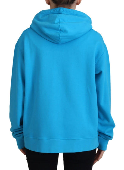 Dsquared² Blue Logo Print Cotton Hoodie Sweatshirt Sweater Dsquared²