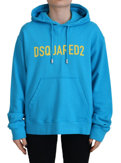 Dsquared² Blue Logo Print Cotton Hoodie Sweatshirt Sweater Dsquared²