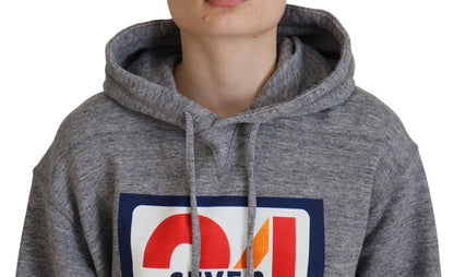 Dsquared² Gray Logo Print Cotton Hoodie Sweatshirt Sweater Dsquared²