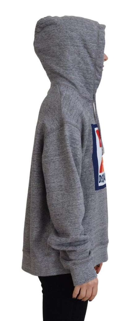 Dsquared² Gray Logo Print Cotton Hoodie Sweatshirt Sweater Dsquared²