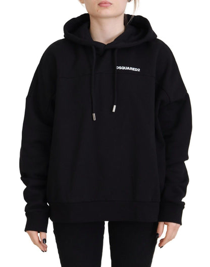 Dsquared² Black Logo Patch Cotton Hoodie Sweatshirt Sweater Dsquared²