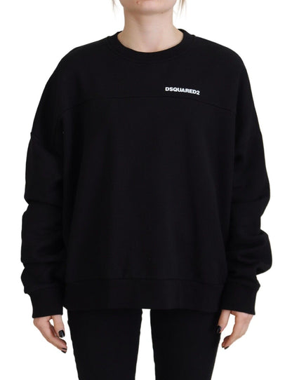 Dsquared² Black Cotton Printed Women Long Sleeve Sweater Dsquared²