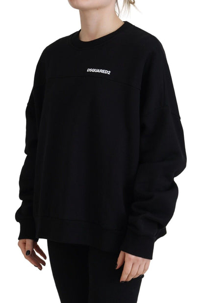 Dsquared² Black Cotton Printed Women Long Sleeve Sweater Dsquared²