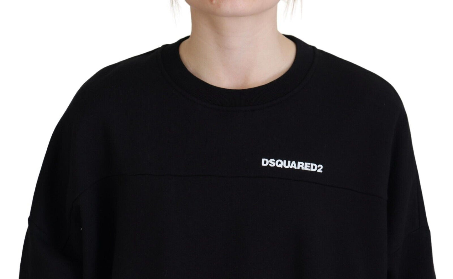 Dsquared² Black Cotton Printed Women Long Sleeve Sweater Dsquared²