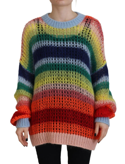 Dsquared² Multicolor Knitted Mohair Crewneck Pullover Sweater Dsquared²