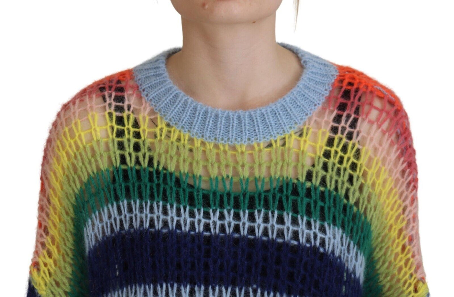 Dsquared² Multicolor Knitted Mohair Crewneck Pullover Sweater Dsquared²