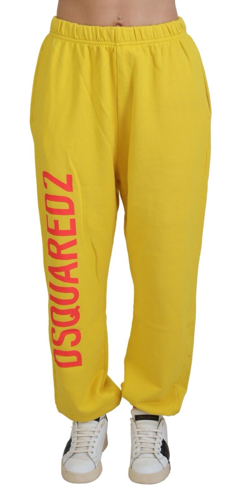 Dsquared² Yellow Mid Waist Logo Print Jogger Trouser Pants Dsquared²