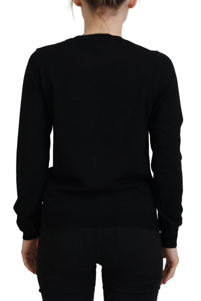 Dsquared² Black Virgin Wool Logo Print Long Sleeves Sweater Dsquared²