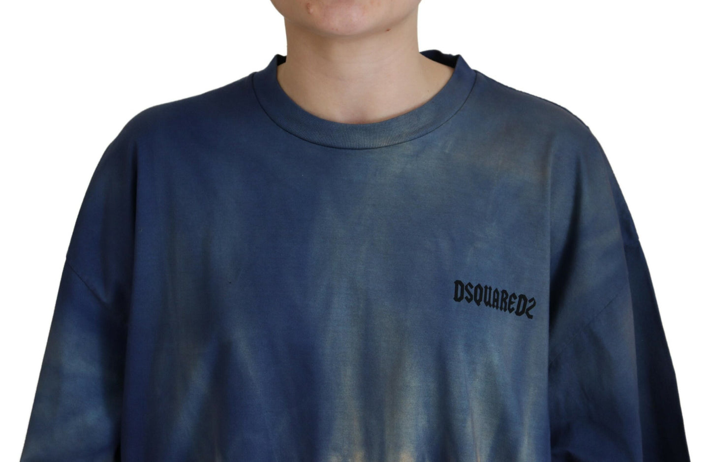 Dsquared² Blue Cotton Tie Dye Short Sleeves Lace T-shirt Dsquared²