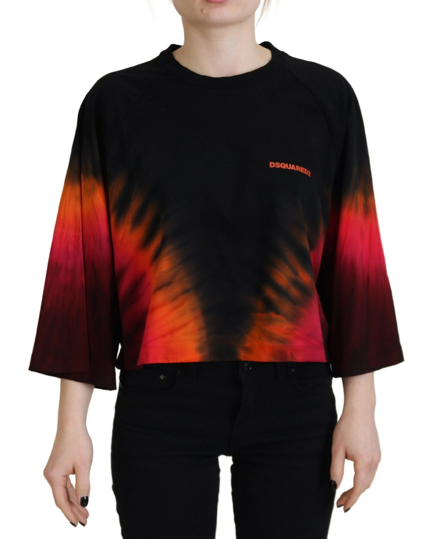 Dsquared² Black Cotton Tie Dye Crew Neck Casual Top Dsquared²