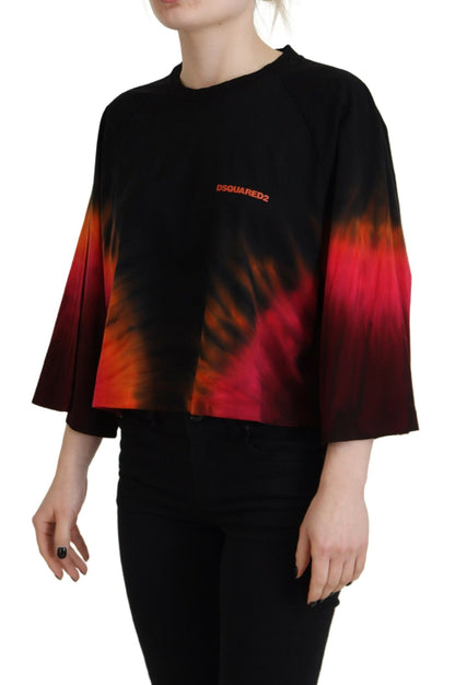 Dsquared² Black Cotton Tie Dye Crew Neck Casual Top Dsquared²