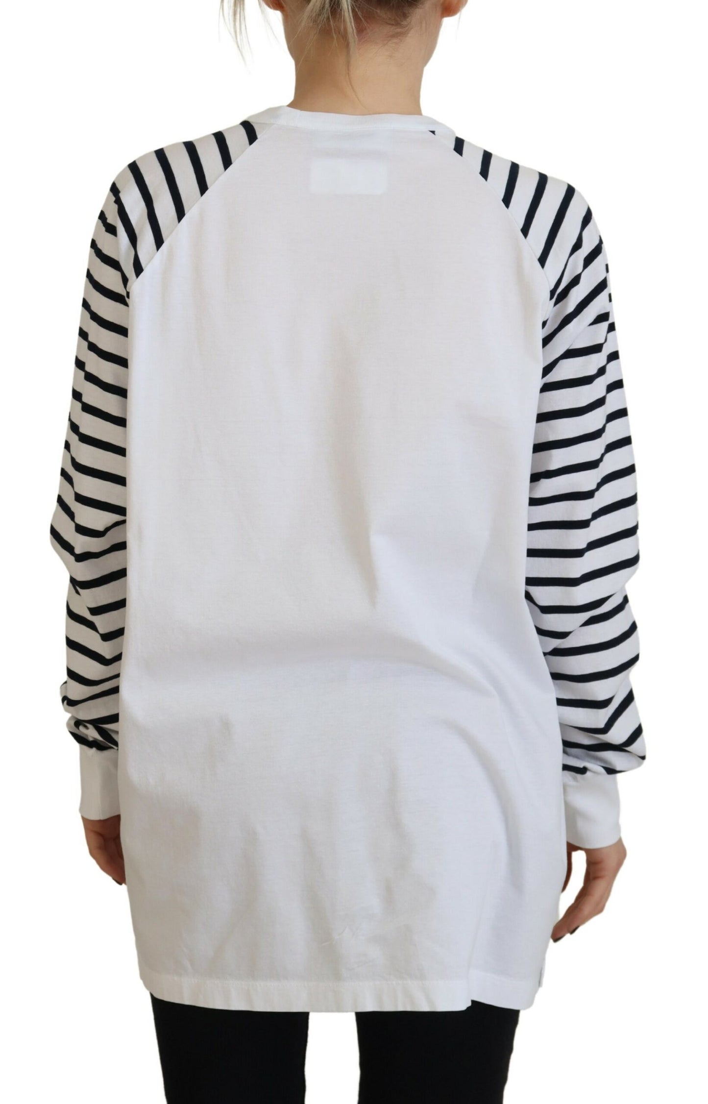 Dsquared² White Cotton Striped Crew Neck Short Sleeve Sweater Dsquared²