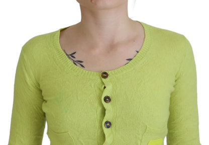 Dsquared² Yellow Green Cashmere Long Sleeves Cropped Sweater Dsquared²