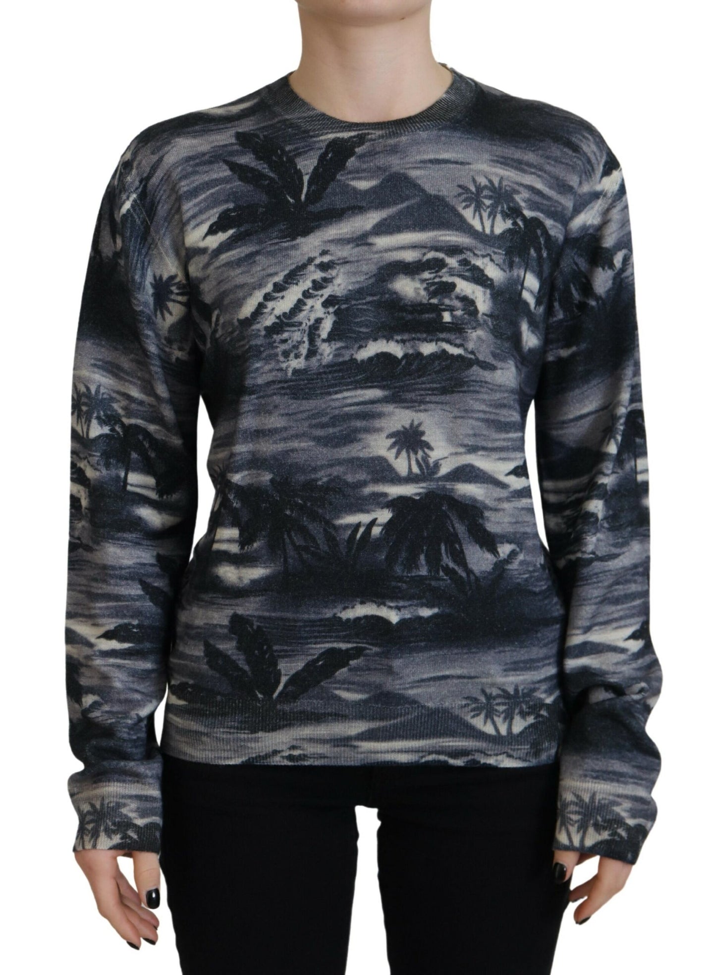 Dsquared² Black Long Sleeve Thunder Sky Print Casual Sweater Dsquared²