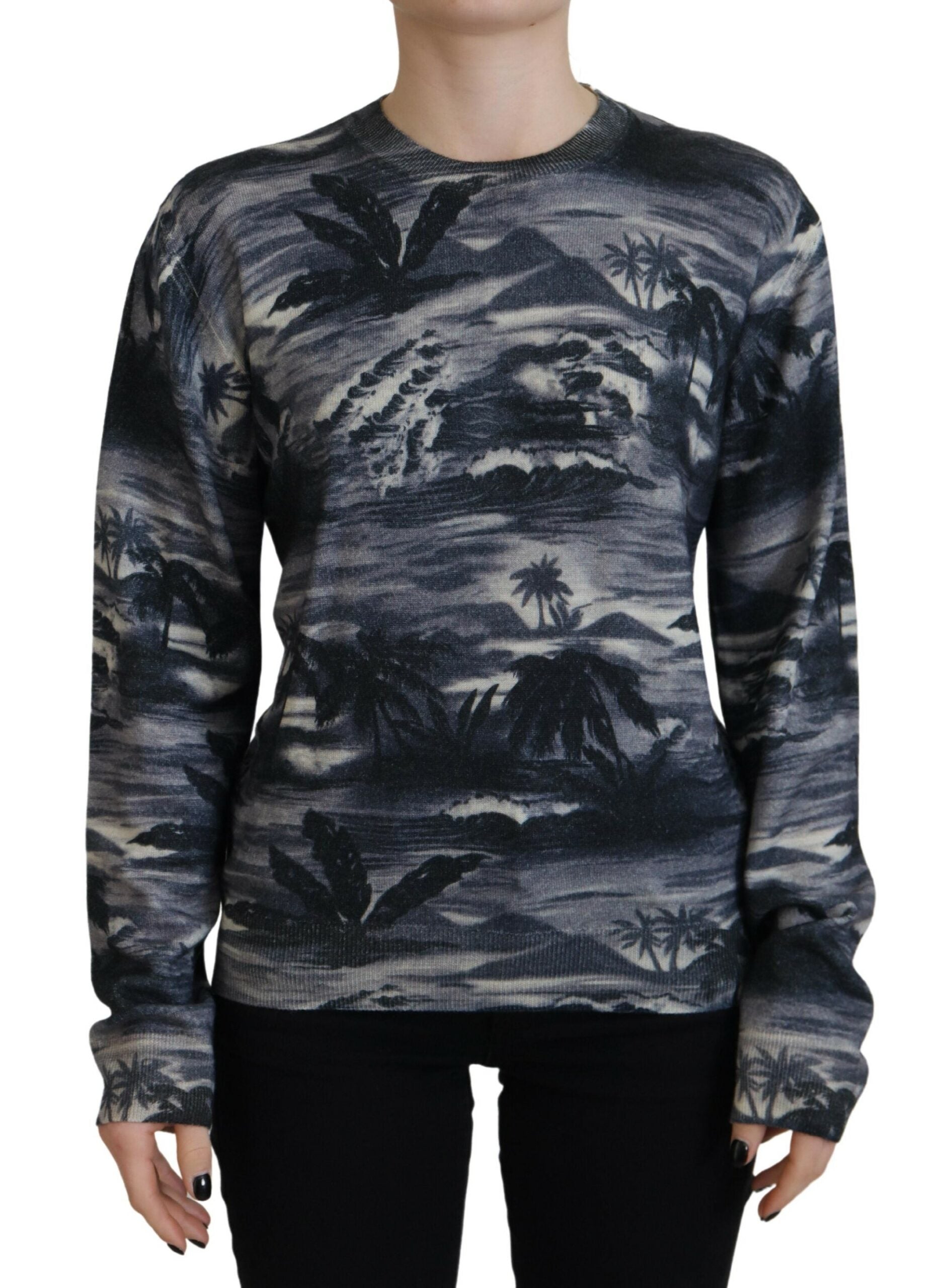 Dsquared² Black Long Sleeve Thunder Sky Print Casual Sweater