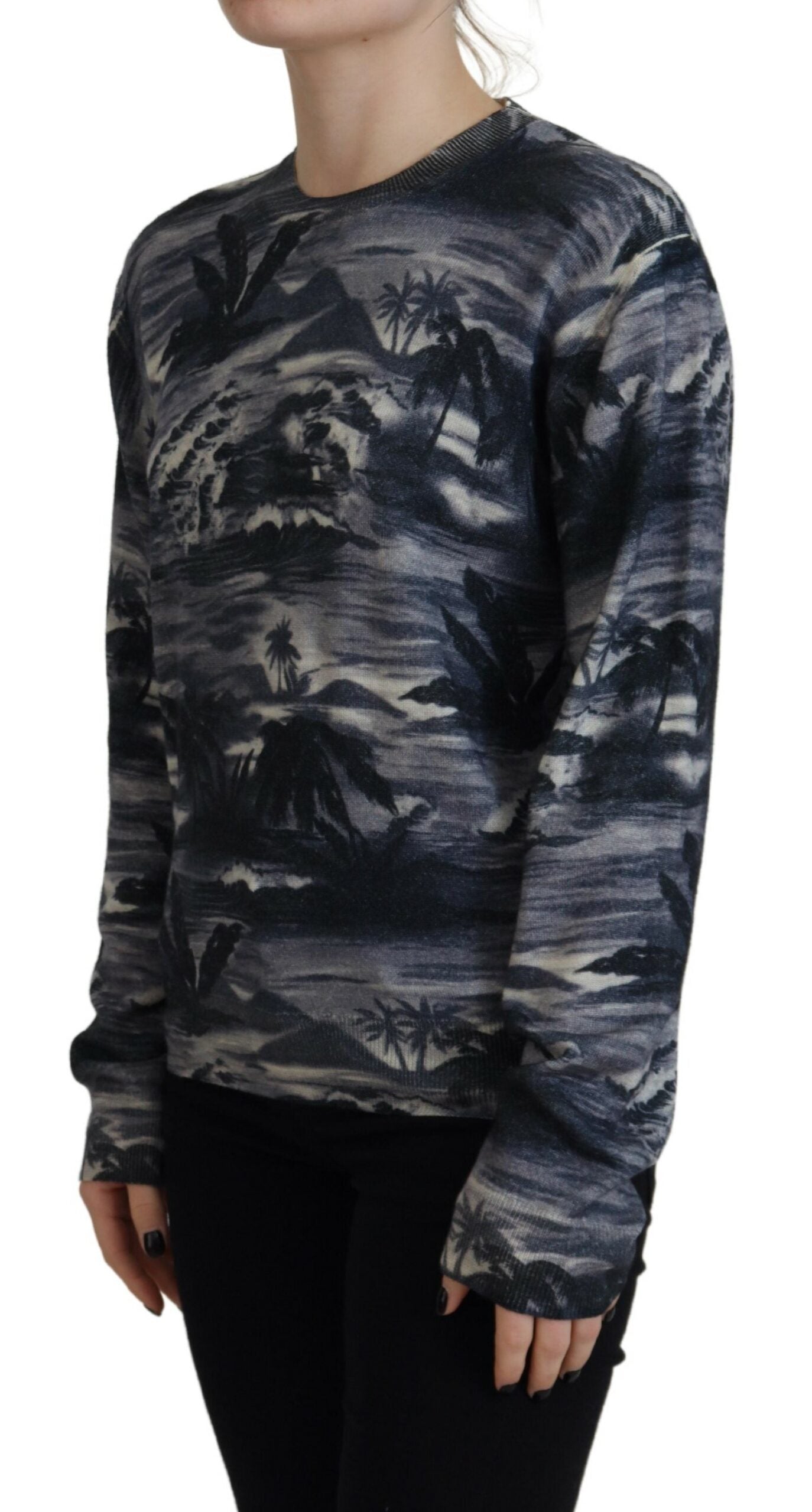 Dsquared² Black Long Sleeve Thunder Sky Print Casual Sweater Dsquared²