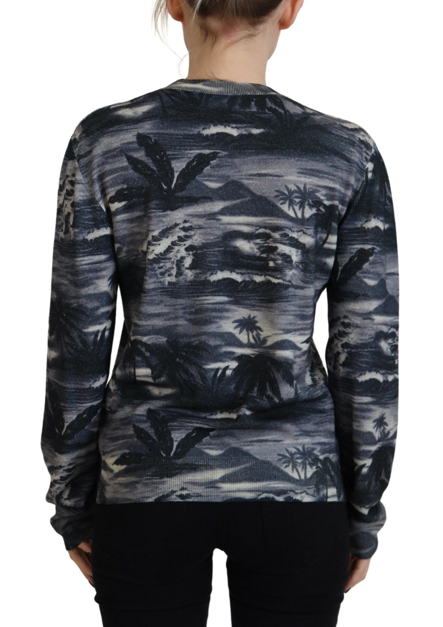 Dsquared² Black Long Sleeve Thunder Sky Print Casual Sweater Dsquared²