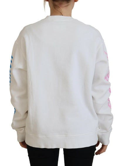 Dsquared² White Cotton Printed Women Long Sleeve Sweater Dsquared²