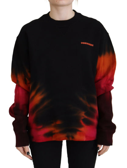 Dsquared² Black Tie Dye Logo Print Women Long Sleeve Sweater Dsquared²