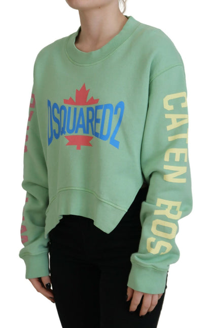 Dsquared² Green Logo Printed Crew Neck Long Sleeve Sweater Dsquared²