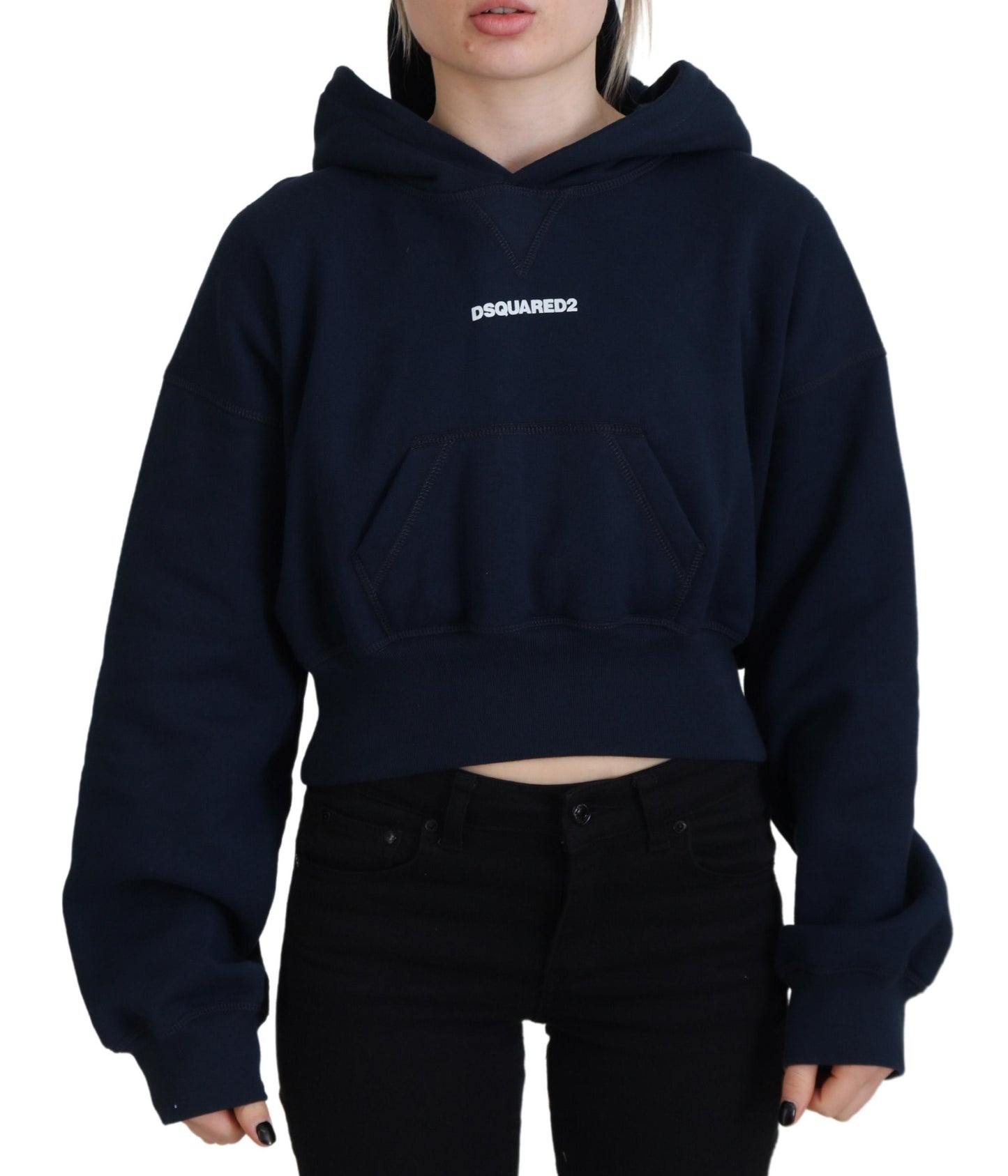 Dsquared² Blue Logo Print Hooded Cap Long Sleeve Sweater Dsquared²