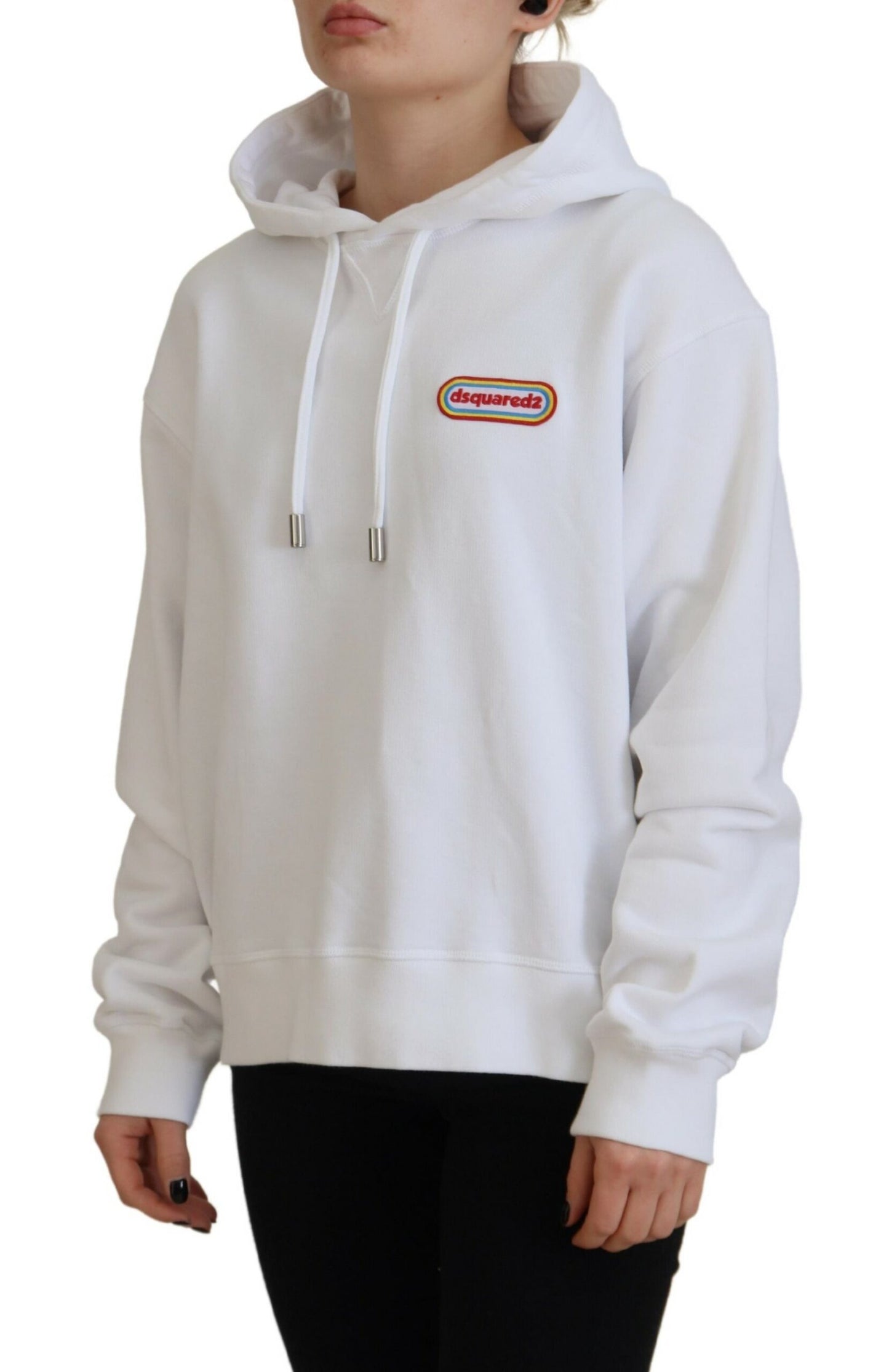 Dsquared² White Logo Patch Cotton Hoodie Sweatshirt Sweater Dsquared²