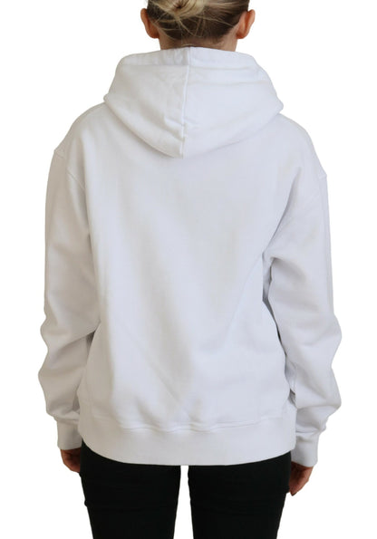 Dsquared² White Logo Patch Cotton Hoodie Sweatshirt Sweater Dsquared²