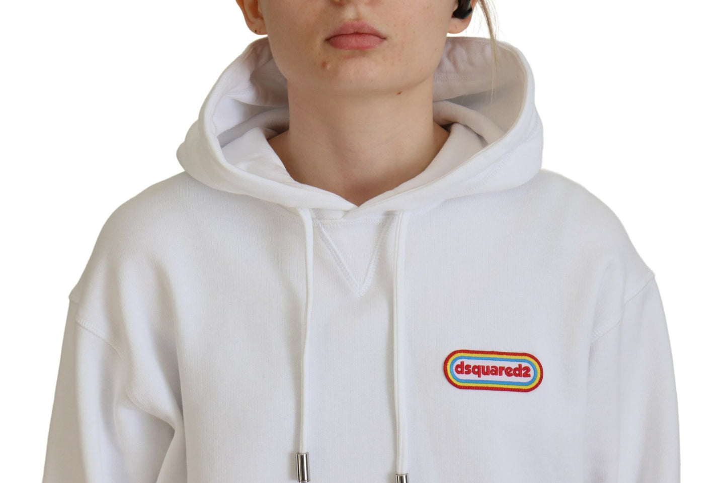 Dsquared² White Logo Patch Cotton Hoodie Sweatshirt Sweater Dsquared²