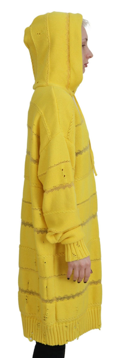 Dsquared² Yellow Cotton Knitted Hooded Pullover Sweater Dsquared²