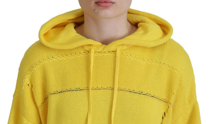 Dsquared² Yellow Cotton Knitted Hooded Pullover Sweater Dsquared²