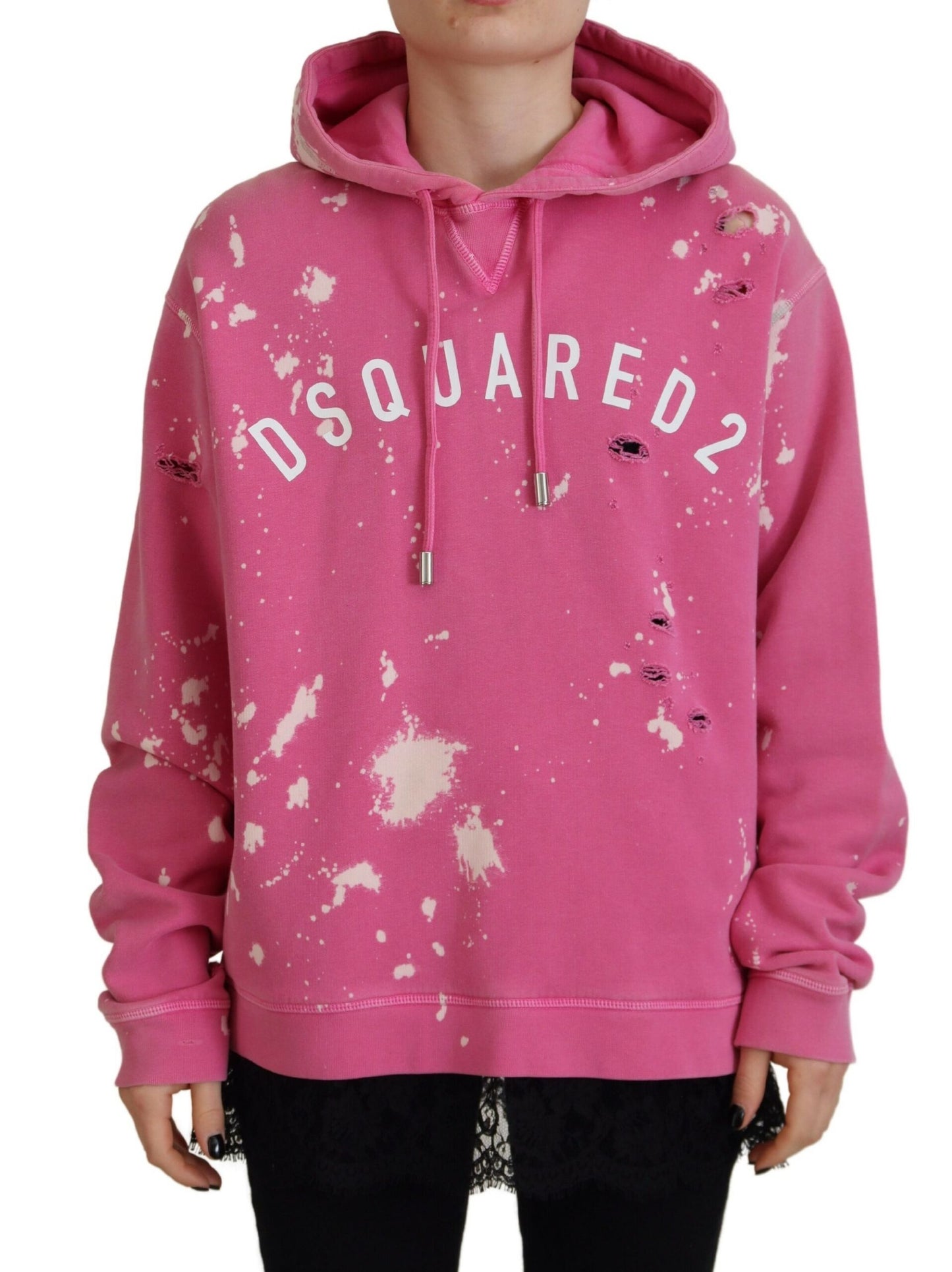 Dsquared² Pink Logo Print Cotton Hoodie Sweatshirt Sweater Dsquared²