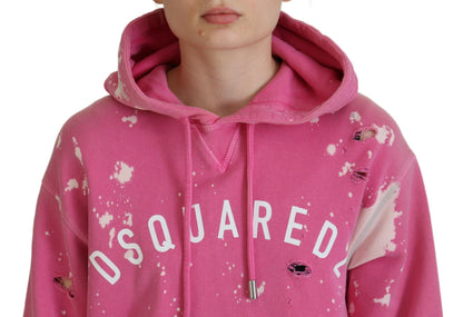 Dsquared² Pink Logo Print Cotton Hoodie Sweatshirt Sweater Dsquared²