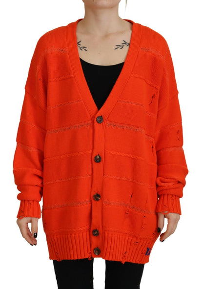 Dsquared² Orange Cotton Knitted Buttoned Cardigan Sweater Dsquared²