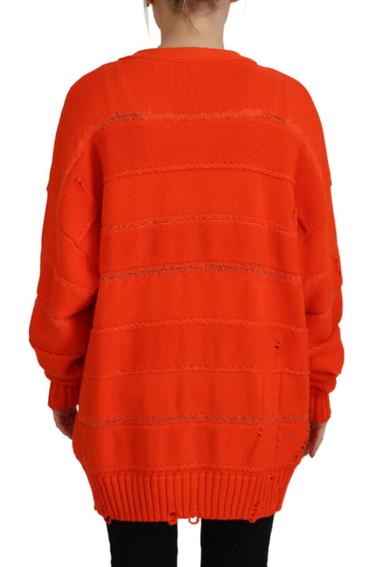 Dsquared² Orange Cotton Knitted Buttoned Cardigan Sweater Dsquared²